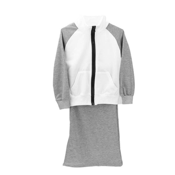 Fashion Girl Kids Children Sports Zipper Jacket + Side Slit Skirt Children Clothing Set Sports Suit for Girl 2pcs/Set