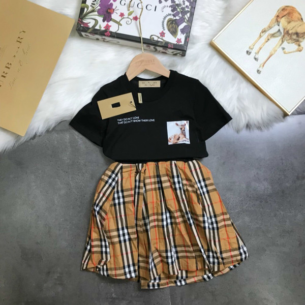 Children's wear girl Suit Young child Short sleeve baby skirt summer 2019 new products Comfortable Leisure Fawn stickersto