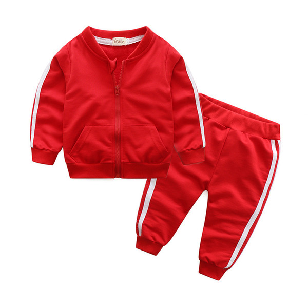 High quality children's sports suit fashion children's clothing set stripes college wind spring and autumn new 4 color free shipping