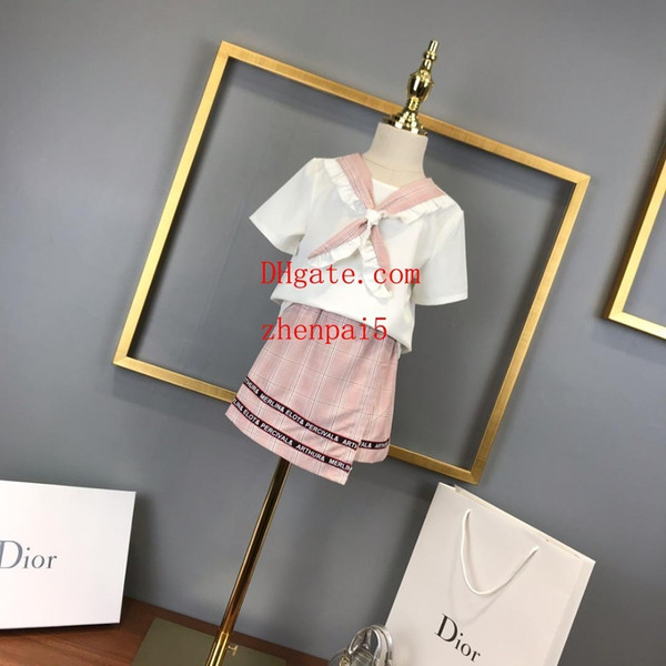 2019 Girls summer unicorn outfits short sleeve T shirt lace skirt cute toddlers kids cloths College Style of Original Single Customization