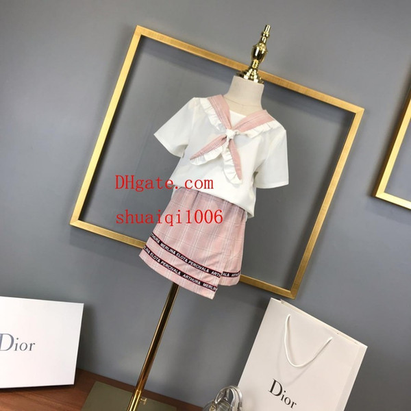 2019 Girls summer unicorn outfits short sleeve T shirt lace skirt cute toddlers kids cloths College Style of Original Single Customization