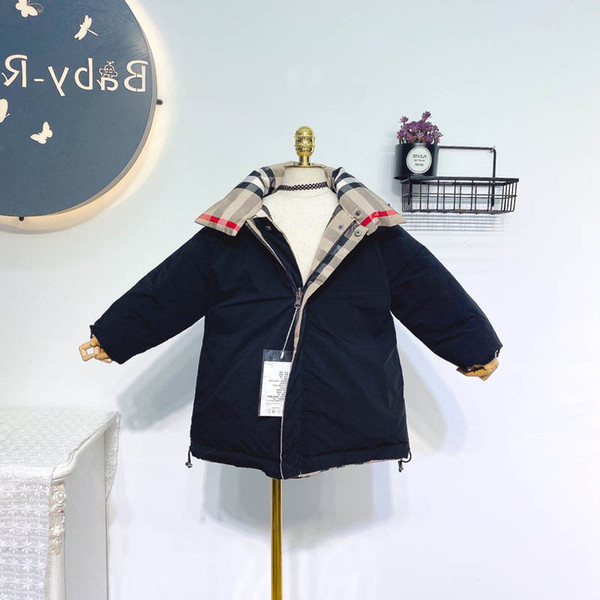 New kids winter coats girls coat reversible kids coats long girls coats baby outwear girl overcoat Boutique girls clothes retail A9400