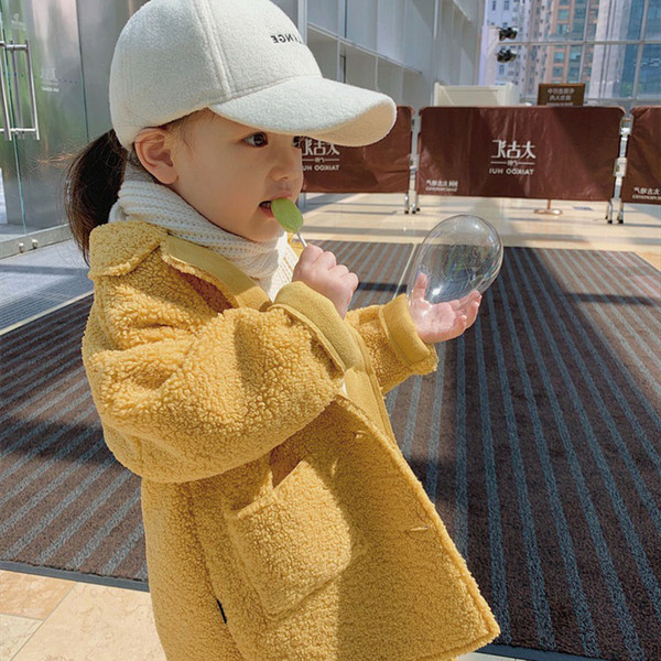 Kids Brand Coat Girls Luxury Outwear Children Solid Color Topcoat British Style Medium Long Coat New Fashion Style 2019 Autumn Good Quality