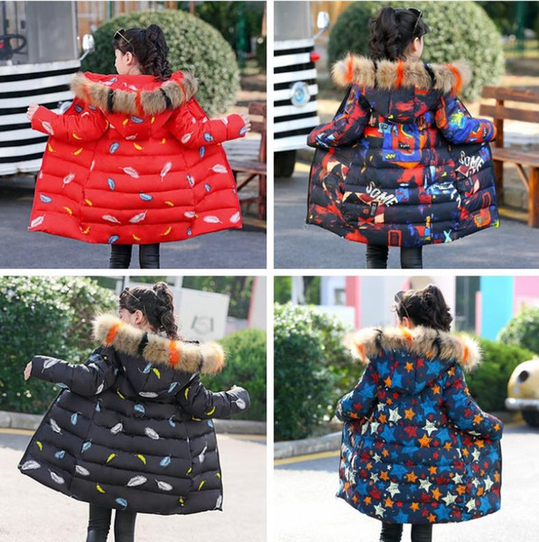 Girls winter 2019 new cotton coat long section thickening foreign cotton jacket Korean version of children's fashionable cotton jacket tide