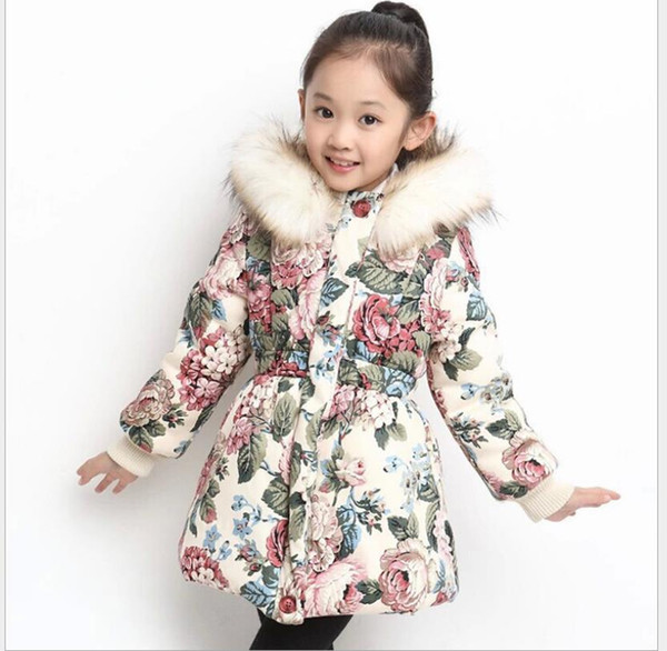 Girls in the long section of the Korean version of the cotton jacket 2019 winter new children's cotton padded plus velvet jacket