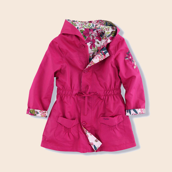 2 -12 year brand children's girls hooded trench coat High quality Kids clothes AB wear wind coat Free shipping