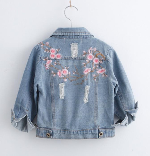 Kids Long-Sleeved Denim Jackets for Girl Female Baby Embroidered Denim Coat Clothing Spring Summer Fashion 2-8Y Children Jacket