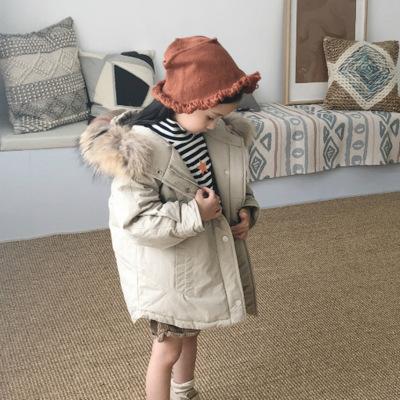 3-9 Y NEW Girls Cotton Long Jacket&Outwear Children Cotton-padded Jacket Girls Winter Clothes Warm Coat Fur Hooed Snowsuit Kids