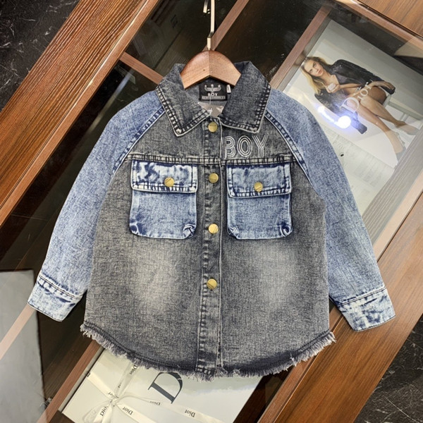 clothes children kids Suit Cartoon print Windproof fashion zipper denim Campus style The New