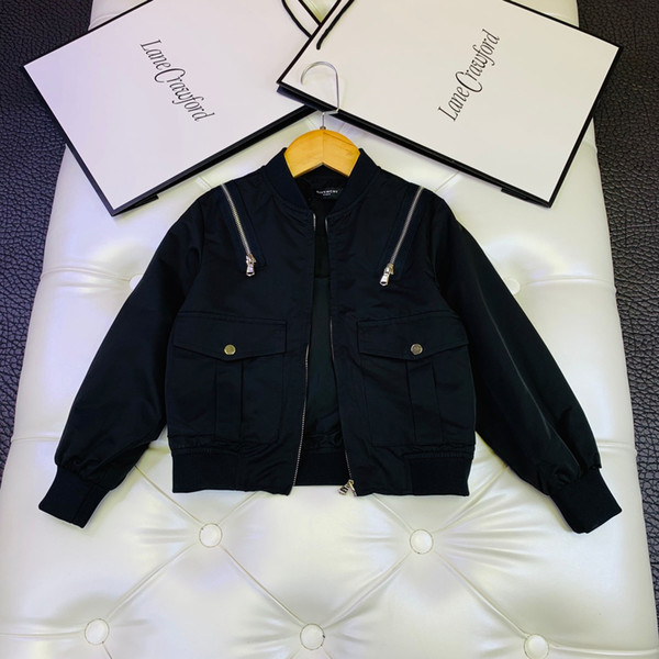 Boys and girls jacket designer clothing autumn thin section fashion jacket line printing woven fabric design classic jacket