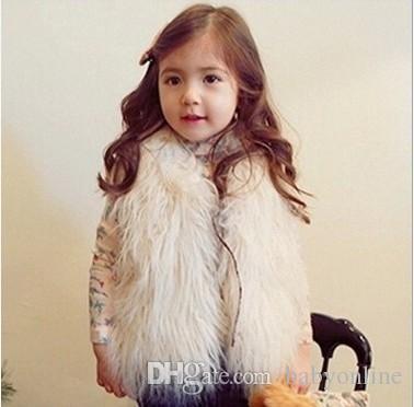 New Girls Waistcoat Fur Vest Warm Vests Sleeveless Coat Children Cheap Outwear Winter Coat Baby Clothes Kids Clothing Girl Waistcoat MC0307