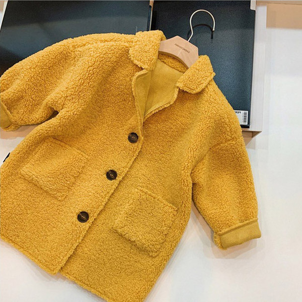 Kids Brand Coat Girls Luxury Outwear Children Solid Color Topcoat British Style Medium Long Coat New Fashion Style 2019 Autumn for Wholesale