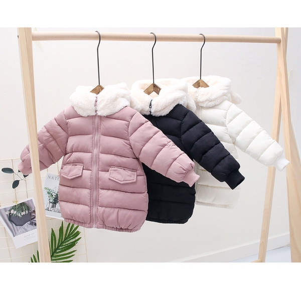 Girl Fashion Down Coat Child Kids 2019 Winter Solid Color Long Sleeve Outdoor Clothing Girls Hooded Coat Outwear 3 Colors