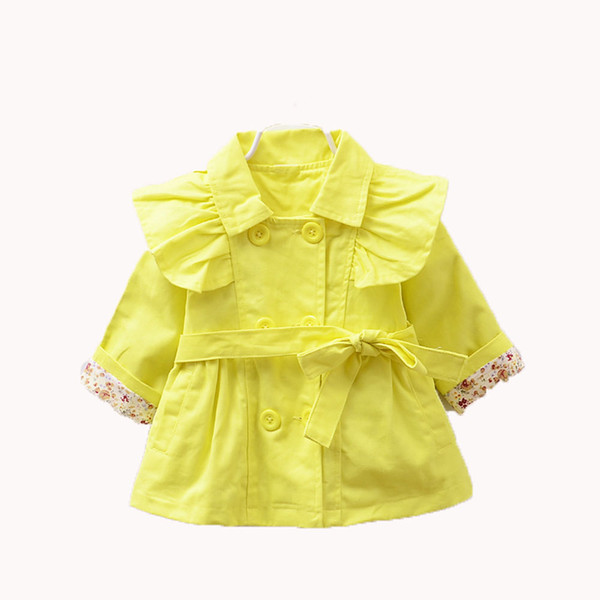 Princess Style Girls Windbreaker Double Breasted Kids Jackets and Coats Floral Baby Girl Cardigans Infant Girl Outerwear