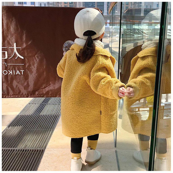 Kids Brand Coat Girls Luxury Outwear Children Solid Color Topcoat British Style Medium Long Coat New Fashion Style 2019 Autumn for Kids
