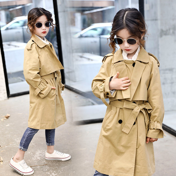 Girls Trench Spring Autumn Kids Fashion Cotton Long Coats For Girls Children Birthday Clothing Girls Casual Outerwear Jackets