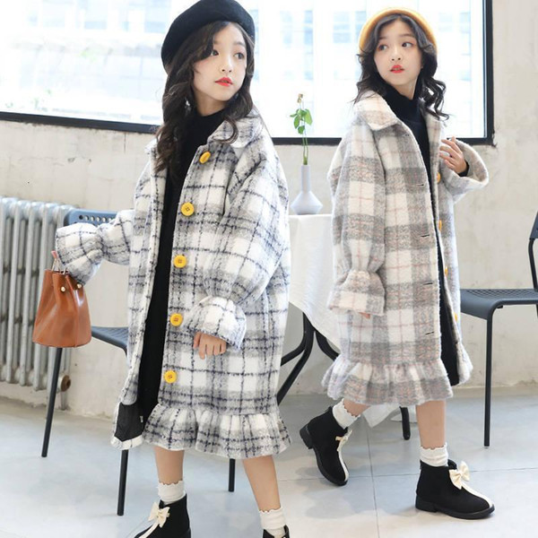 Girl Woollen Overcoat Winter Clothes Children Long Fund Thickening Woolen Loose Coat Long Sleeve Children Snowsuit