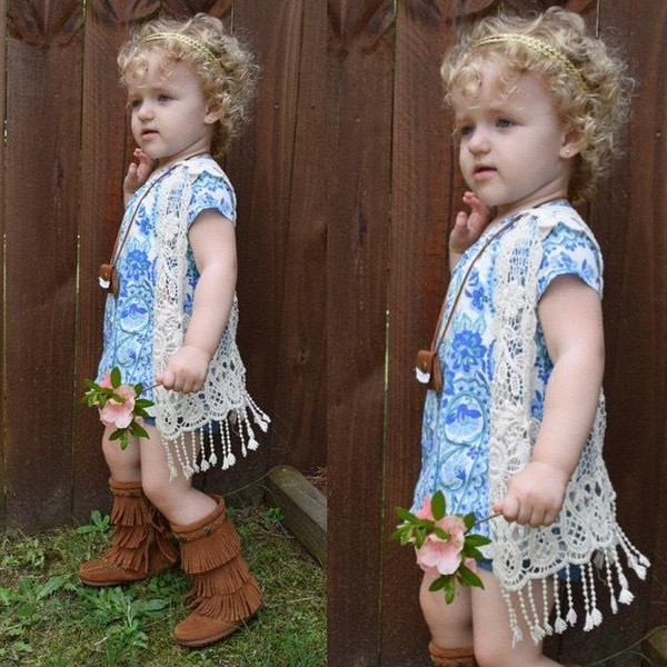 New Baby Toddler Kid Baby Girl Crochet Lace Hollow Out Fringes Tassels Sleeveless shirt Top Vest Tassel Waistcoat