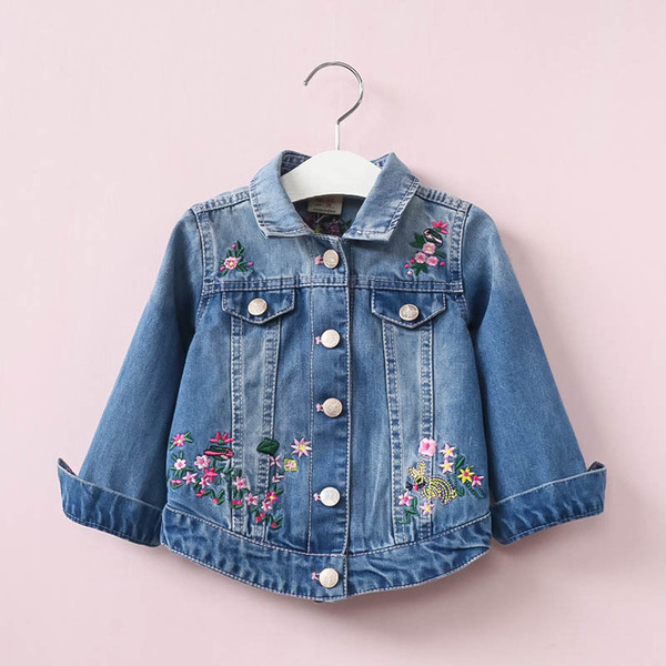 Long-Sleeve Kids Denim Jackets for Girls Baby Embroidered Coat Clothes 2-6Y 2019 Children Spring Fashion Outwear New