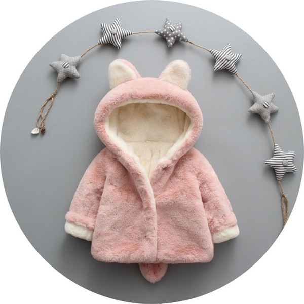 Girls warm coats winter kids cute thick velvet hoodies for baby boys children cartoon outerwear jackets 2 3 4 5Y clothing girls