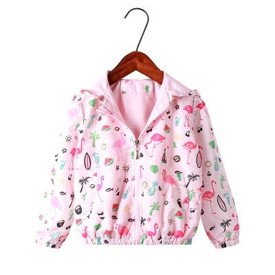 New cartoon flamingo print hooded Jackets Springbaby coat children cartoon Windbreaker outwear coat infant toddler clothing kids clothes