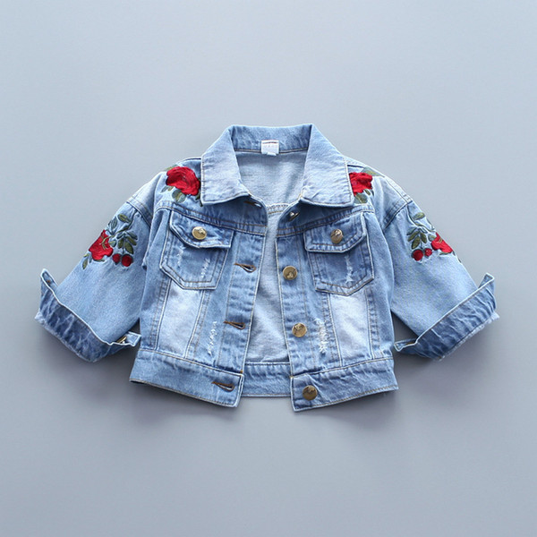 Girls Denim Jackets Kids Long-Sleeved Denim Jackets for Girl Baby Embroidered Denim Coat Clothing Spring Summer Fashion