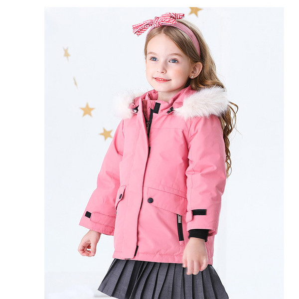 Girls Fashion Designer Down Coat Baby Kids Brand Loose Coat with Hooded Luxury Down Kids Winter Thick Jackets 2020 Trendy Tops for Student