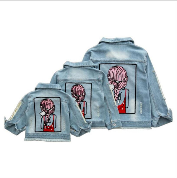 Girls Denim Jacket Coats Children Clothing Autumn Baby Girls Clothes Sequins Holes Hot Fix Rhinestones Outerwear Tops Jean Jacket for Kids