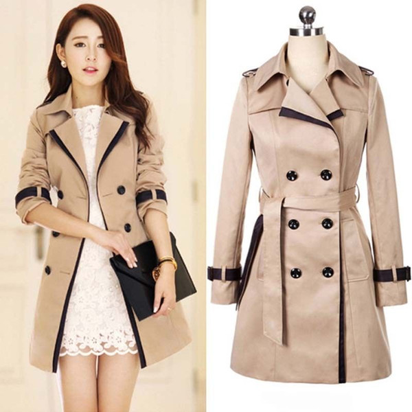 Women Long Trench Coat Slim Fit Autumn Windbreaker With Belt Fashion Outwear New