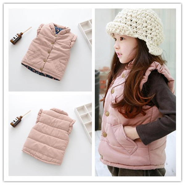2019 hot selling pink princess children's waistcoat 100% cotton classic baby cloting floral vest for spring auntum winter outwear
