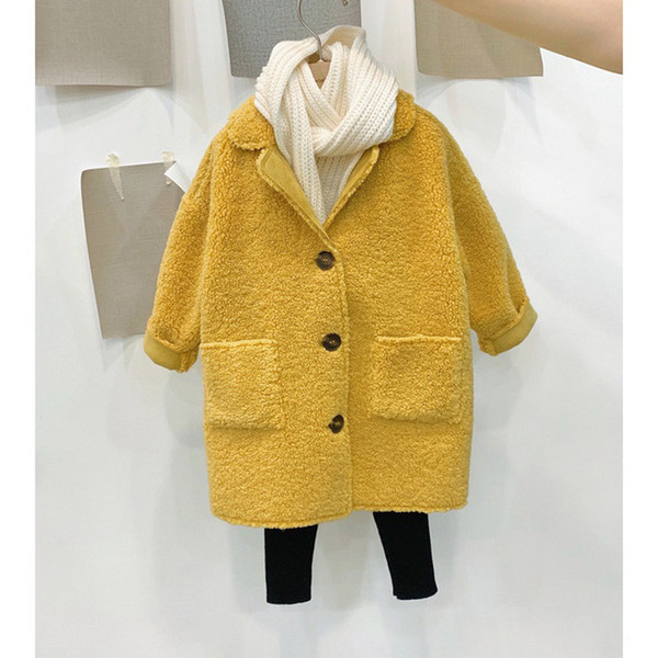 Kids Brand Coat Girls Luxury Outwear Children Solid Color Topcoat British Style Medium Long Coat New Fashion Style 2019 Autumn Top Quality