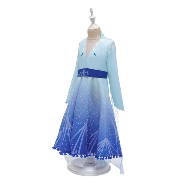 Wholesale 4-10 Yrs Girls snow Queen Dress coat Princess poncho outwear with cape Kids Halloween Party Gown Children Carnaval Dress