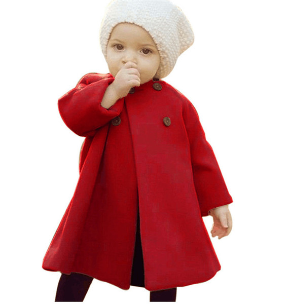 65-110cm Baby Kids Design Clothes Fashion Fall Winter Girls Outfits Baby Girls Warm Velver Cloak Long Sleeve Button Jacket Overcoats A110701