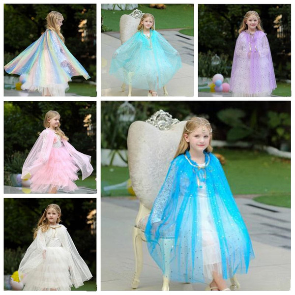 Kids Cloak Polka Dots Glittering Cape Girls Princess Cape Kids Cosplay Clothes Costumes Poncho Girl kid Stage Performance party Cloak LT799