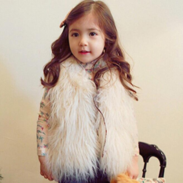 Cute Girls Waistcoat Fur Vest Warm Vests Sleeveless Coat Children Cheap Outwear Winter Coat Baby Clothes Kids Clothing Girl Waistcoat BY0296