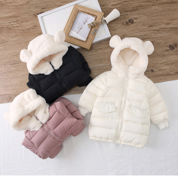 Girl Fashion Down Coat Child Kids 2019 Winter Solid Color Long Sleeve Outdoor Clothing Girls Hooded Coat Outwear 3 Colors Winter Coat