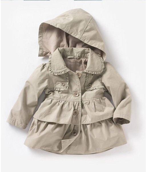 Kids Clothing 2018 New Baby Toddler Girls Lapel Waistband Windbreaker Coat Childrens Outerwear Jacket for Winter or Autumn