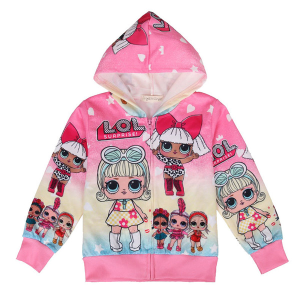 Cartoon Surprise Girls Zipper Coat Spring Autumn Hooded Jacket Kids Sweatshirts Children Long Sleeve unicorn jackets girl Top Coats