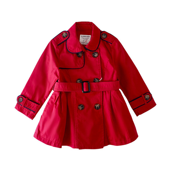 2018 Autumn Clothing New Product Girl Long style Windbreaker Loose Coat Grid Lapel Child Overcoat High Archives Temperament