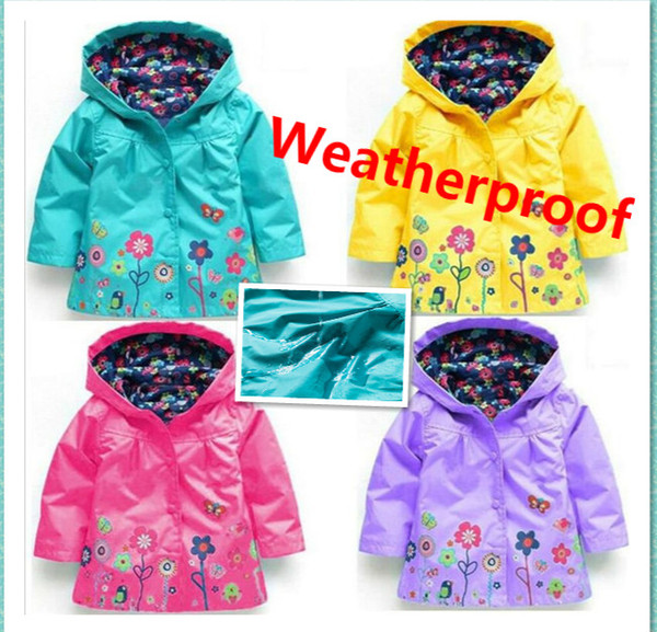 Free shipping Children windproof and rainproof Jackets Keep warm Outwear coat Girls and boy lovely flowers raincoat JC34