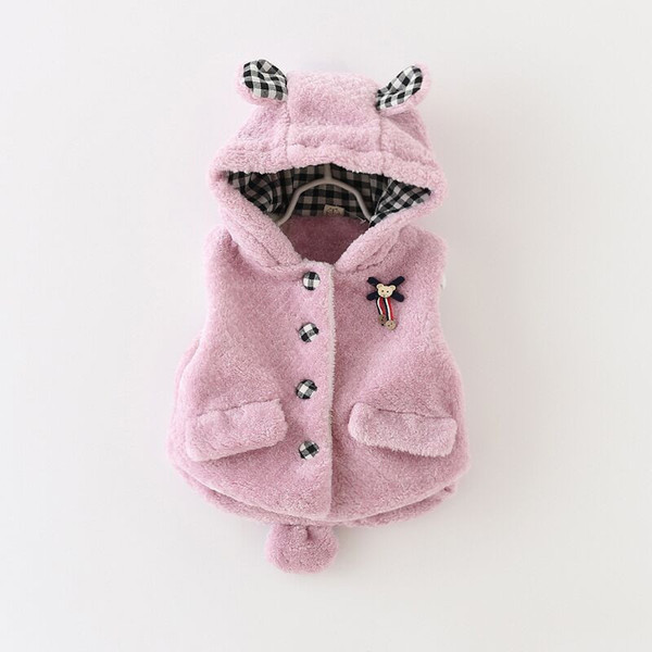 Autumn Winter Girl Vest Hooded Fashion Newborn Kids Clothes Casual Warm Outerwear Casaco Girls Coat Infantil Children Clothing