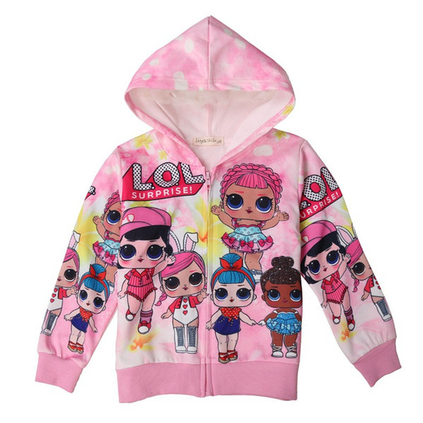 Surprise Baby Girls Cartoon Jacket Spring Autumn Hoodies Coat Kids Zipper Sweatshirts Children Long Sleeve Hooded Coats Jackets New A3126