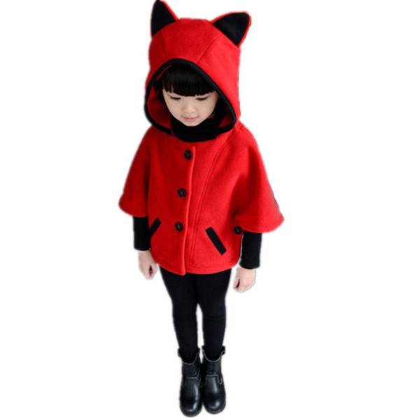 Fashion Autumn Winter Girl Jacket Hooded Poncho Kids Clothes Casual Manteau Fille Girls Coat Casaco Infantil Children Outerwear