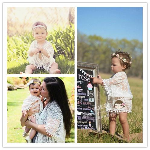 INS parent-child Girls Lace tops Good Quality Lining Children's Mom lady Lace Vest Kids crochet shawl tassels poncho scarf