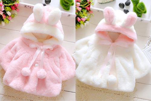 Fur Winter warm Baby Girl Coat Cloak Jacket Thick warm clothes for Child 6M-3Y