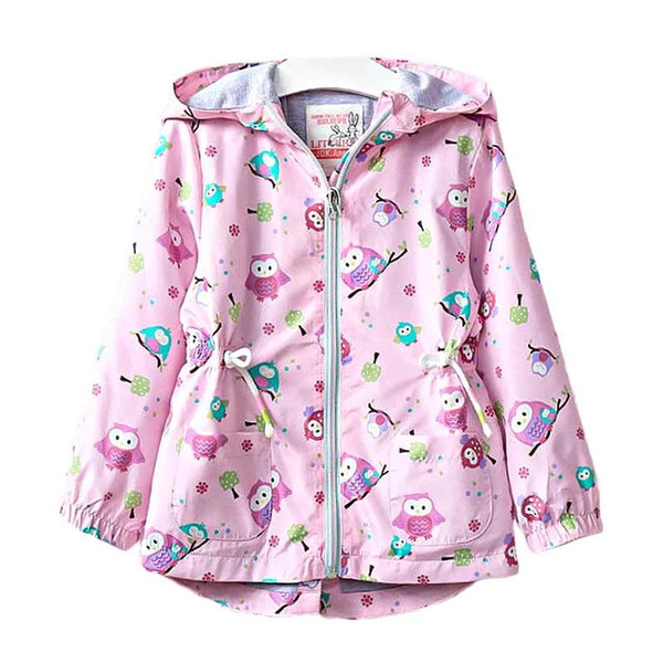 3-7T Baby Girls Jackets Hooded Windproof Kid's Clothing Cartoon Pattern Girls Coats 2018 Spring Fashion Children Outerwear & Coats