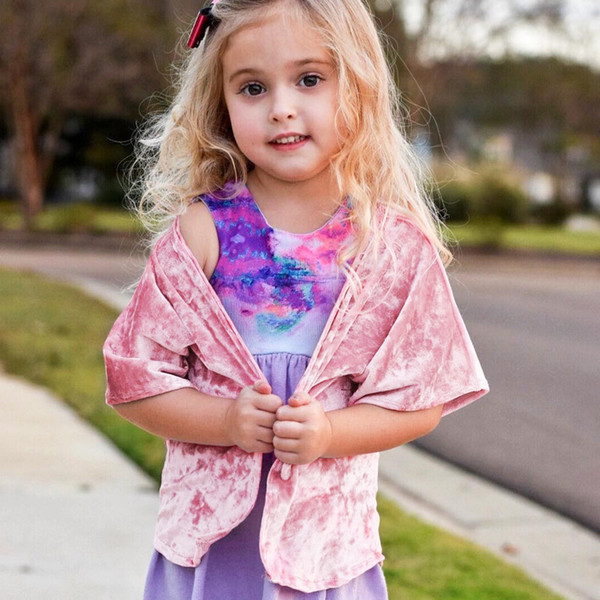 Kids Girl Pink Coats Baby Spring Summer Half Sleeve Coats air conditioner cardigan sun-protective Outwear Sweet Tops
