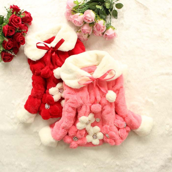 baby girl coat solid warm faux fur collar coat for 1-4yrs baby girl children kids warm thick outerwear coat clothes