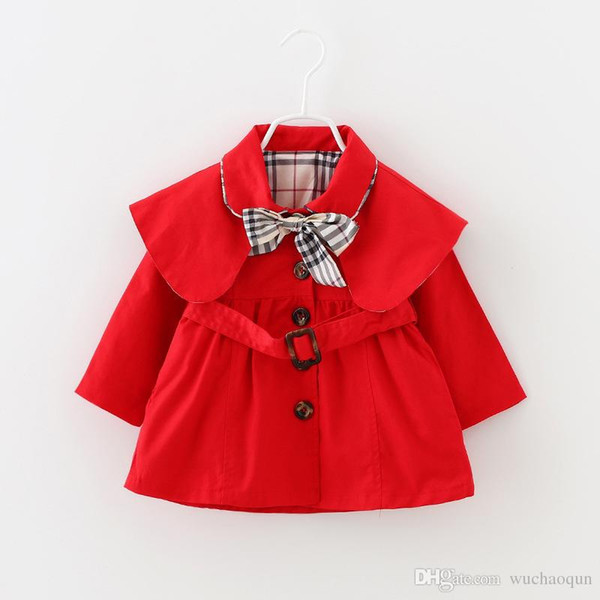 New Baby Toddler girls spring lapel Waistband Windbreaker Coat Outerwear Jacket baby girl clothes 2018 hot fashion clothe free shipping