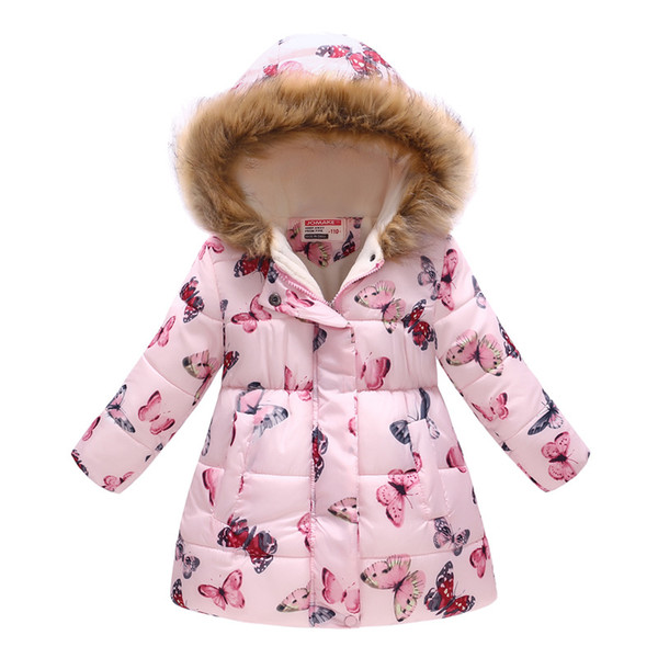 Winter Jackets For Girls Coats Cotton Hooded Baby Girl Jacket&Coat Children Clothing Long Sleeve Thick Kids Outerwear